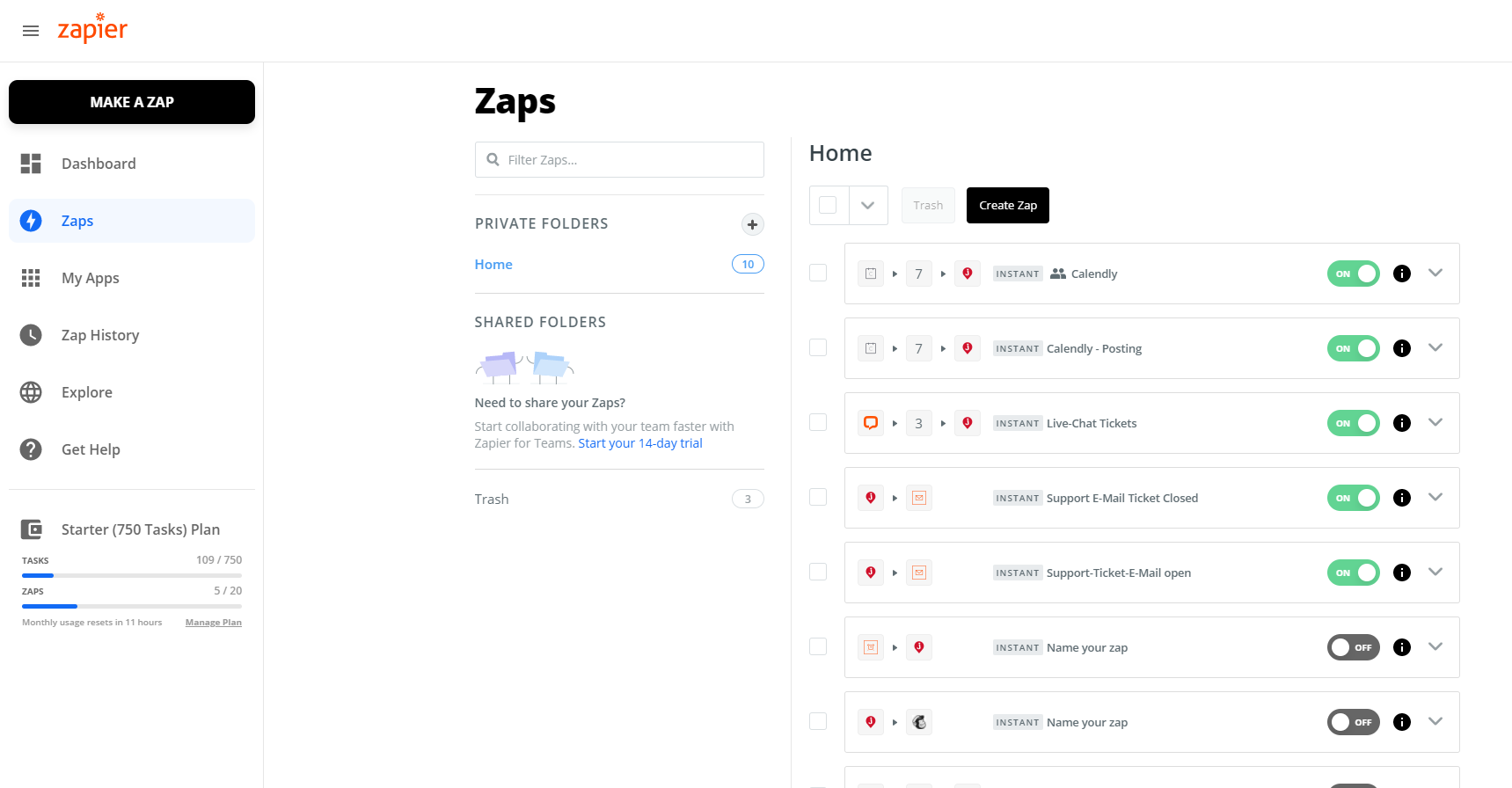 Zapier Dashboard